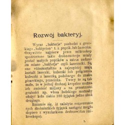 Bakterje i rzeczywiste ich znaczenie w przyrodzie i w życiu naszem / unikat