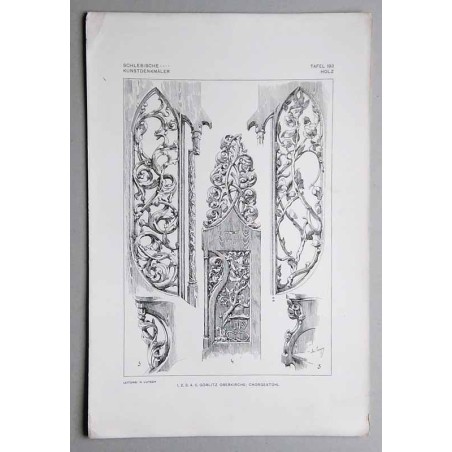 Bilderwerk schlesischer Kunstdenkmäler. Mappe III: Innere Ausstattung. Holz. Tafel 193.1-5: Görlitz [Niemcy]. Oberkirche. Chorge
