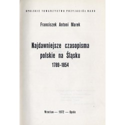 Najdawniejsze czasopisma polskie na Śląsku 1789-1854