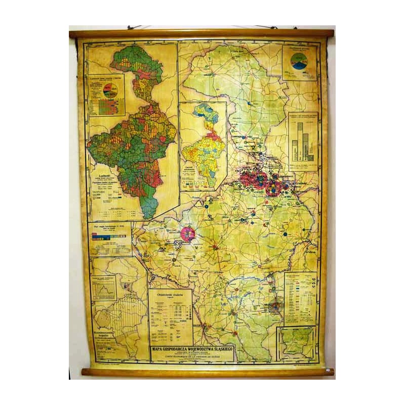 Mapa gospodarcza województwa śląskiego  Carte économique de la Voïvodie de Silésie. Skala 1:100.000