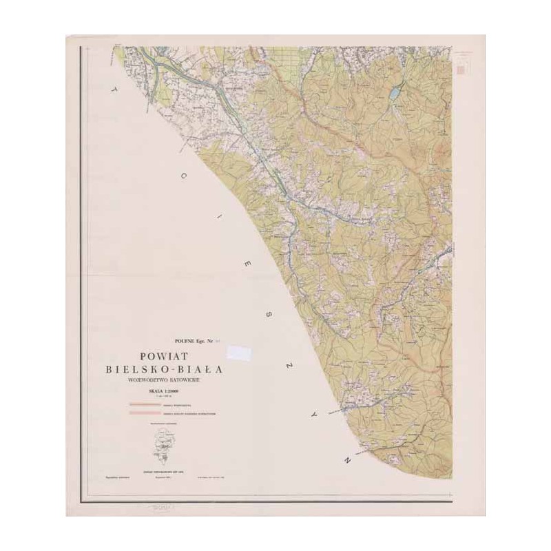 Powiat Bielsko-Biała. Województwo katowickie. Skala 1:25 000 (mapa w 4 arkuszach 1965)