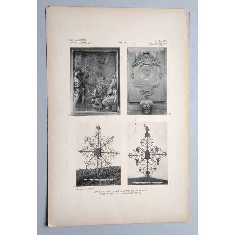 Bilderwerk schlesischer Kunstdenkmäler. Mappe III: Innere Ausstattung. Metall. Tafel 203: Breslau [Wrocław]. 1: Dom. Bronzetafel
