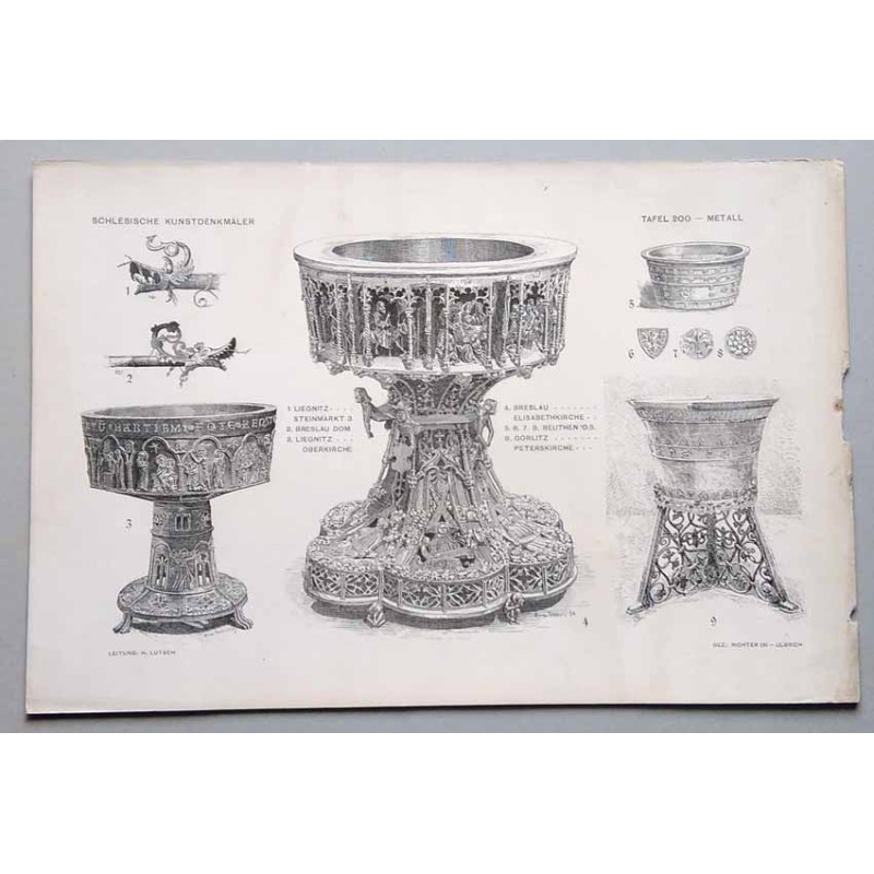 Bilderwerk schlesischer Kunstdenkmäler. Mappe III: Innere Ausstattung. Metall. Tafel 200.1: Liegnitz [Legnica]. Kupferne Wassers