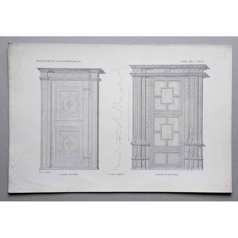 Bilderwerk schlesischer Kunstdenkmäler. Mappe III: Innere Ausstattung. Holz. Tafel 195.1-3: Jauer [Jawor] und Görlitz [Niemcy].