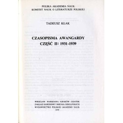Czasopisma awangardy. Cz.1: 1919-1931 Cz.2: 1931-1939. 2 vol.