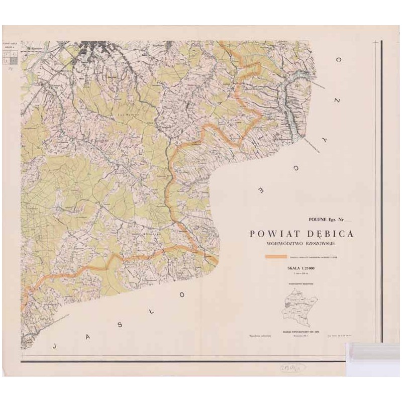 Powiat Dębica. Województwo rzeszowskie. Skala 1:25 000 (mapa w 4 arkuszach 1961)