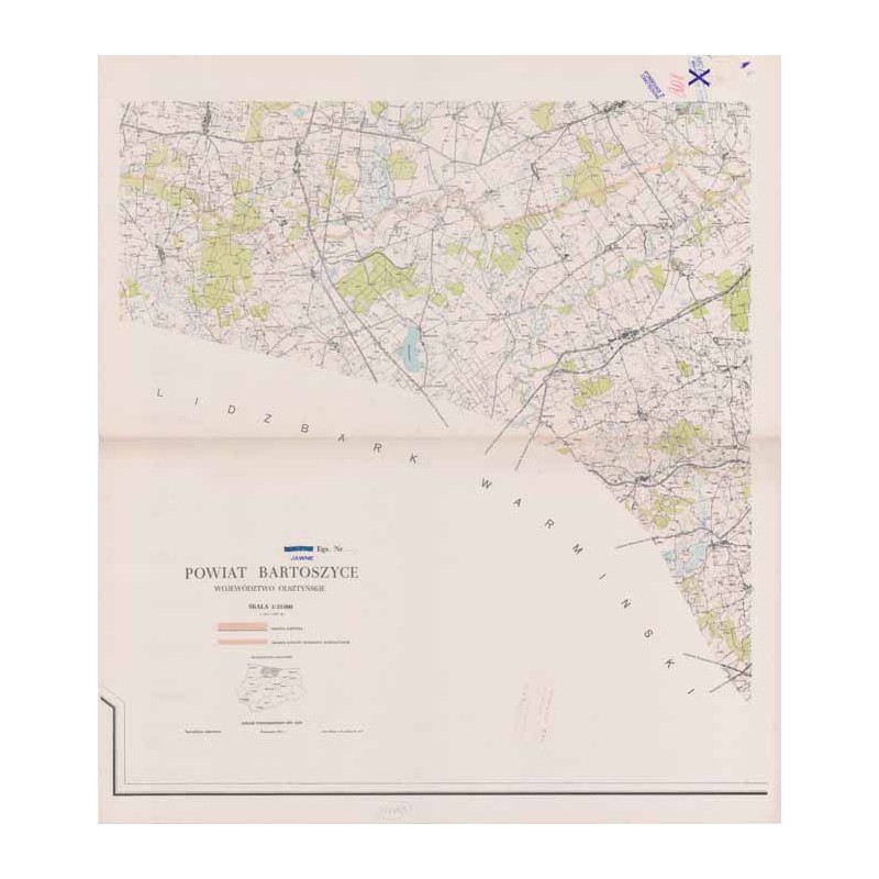 Powiat Bartoszyce. Województwo olsztyńskie. Skala 1:25 000 (mapa w 8 arkuszach 1964)
