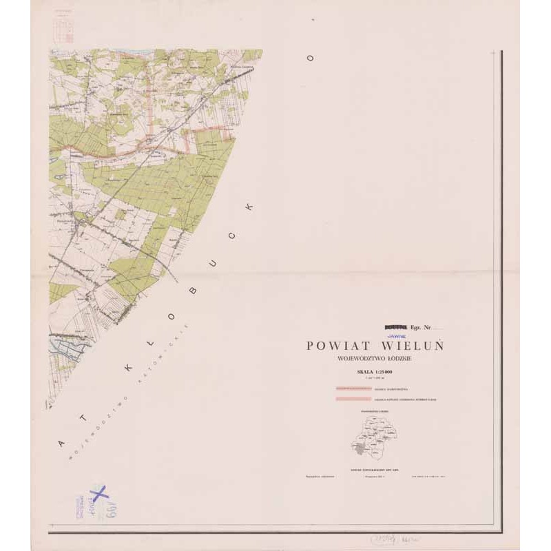 Powiat Wieluń. Województwo łódzkie. Skala 1:25 000 (mapa w 9 arkuszach 1963)