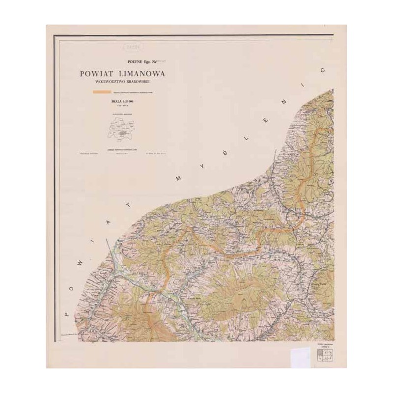 Powiat Limanowa. Województwo krakowskie. Skala 1:25 000 (mapa w 6 arkuszach 1961)