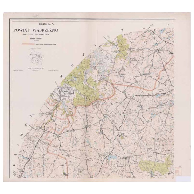 Powiat Wąbrzeźno. Województwo bydgoskie. Skala 1:25 000 (mapa w 4 arkuszach 1965)