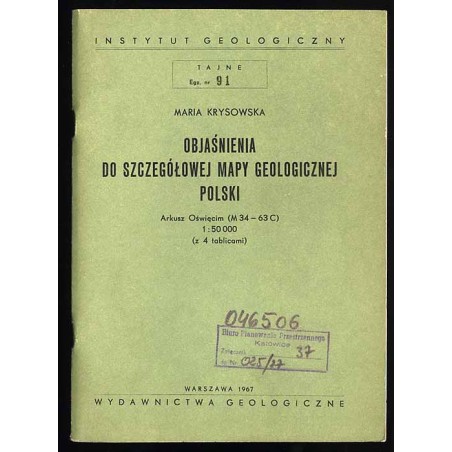 Objaśnienia do szczegółowej mapy geologicznej Polski. Arkusz Oświęcim (M 34 - 63 C) 1:50.000