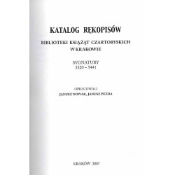 Katalog rękopisów Biblioteki Czartoryskich w Krakowie. Sygnatury 5320-5441