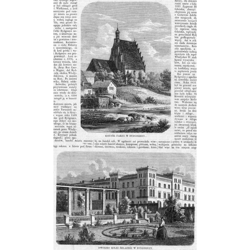 [1] Kościół farny w Bydgoszczy [2] Dworzec Kolei Żelaznej w Bydgoszczy / [1] "KOŚCIÓŁ FARNY W BYDGOSZCZY." [2] "DWORZEC KOLEI