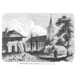 "Kościół parafialny w Nurze, nad Bugiem. (Rysował z natury F. Kostrzewski)."