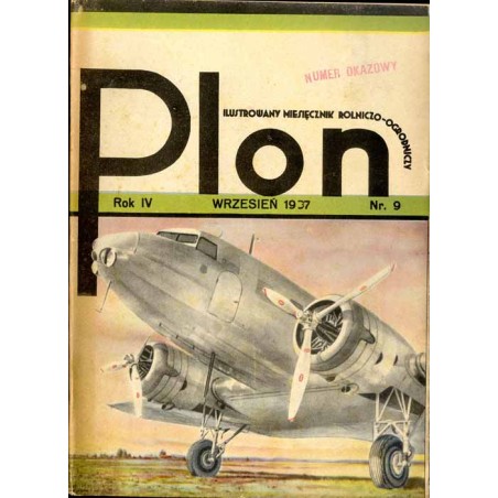 Plon. Ilustrowany miesięcznik rolniczo-ogrodniczy. R. 4 (1937). Nr 9 (Wrzesień 1937) / numer o tematyce lotniczej
