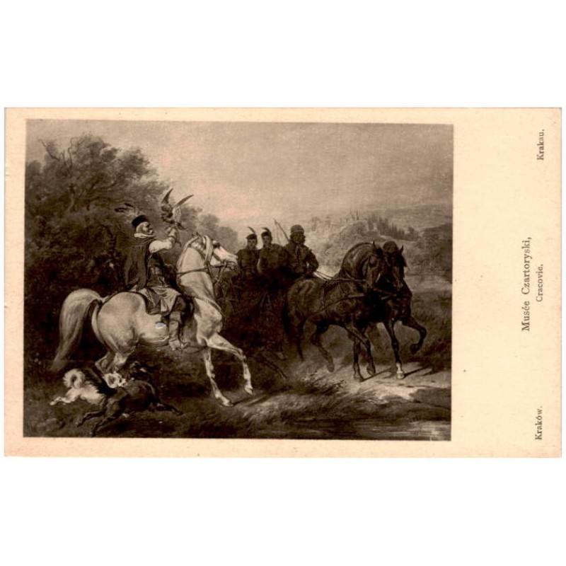 Musée Czartoryski, Kraków. Cracovie. Krakau. / Rewers: 88. Juljusz Kossak. Polowanie z sokołem. Die Falkenjagd. Le chasse au fau