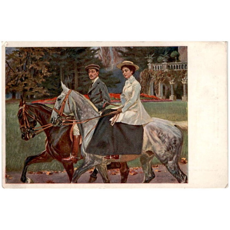Wojciech Kossak pinx. Na ranny galop. Au galop matinal. Der Morgenritt.