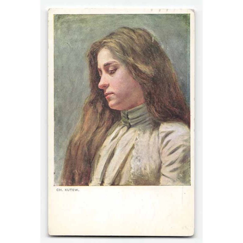 Ch. Kutew. / Portret młodej kobiety z długimi włosami
