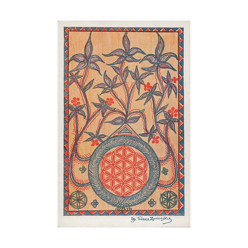 Ornament rzeźbiony z "kijanki" zwany "gaje" i "gwiazda"