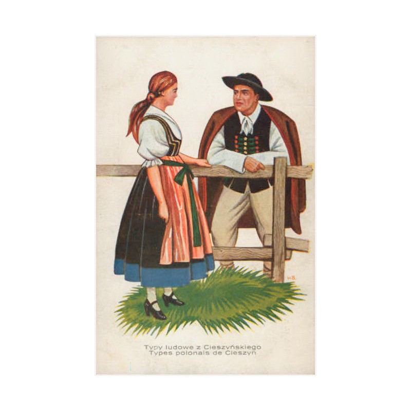 Typy ludowe z Cieszyńskiego. Types polonais de Cieszyn. Mal. W. B