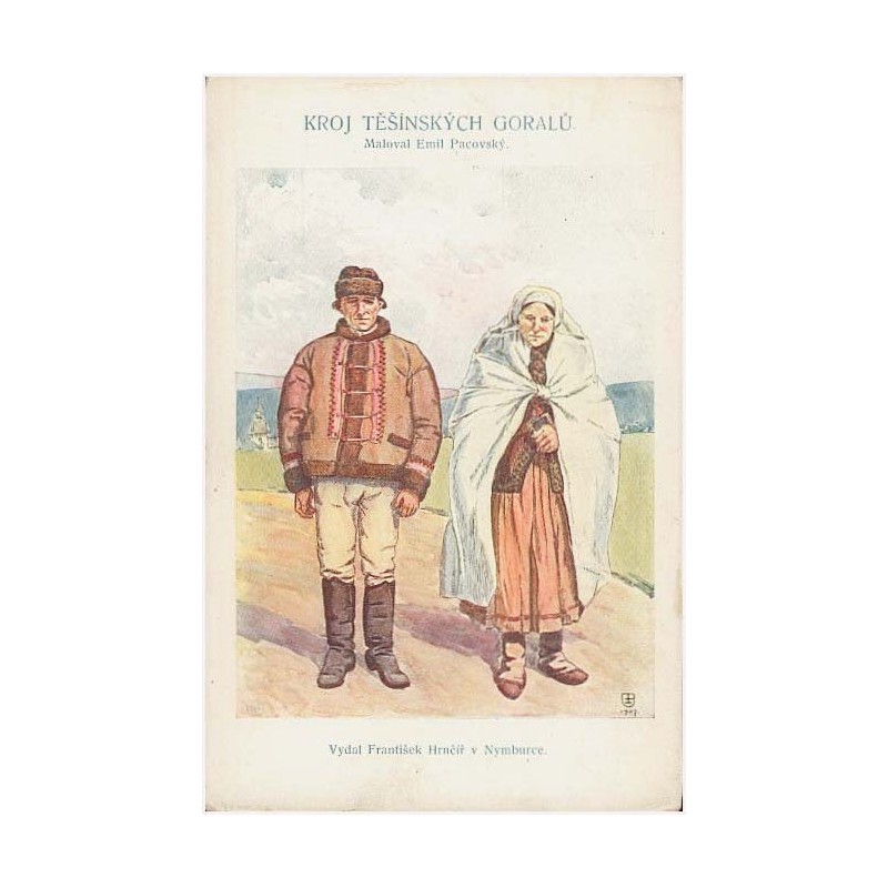 Kroj Tešinských Goralů. Maloval Emil Pacovský. [monogram wiązany] 1907