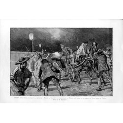 Espagne. La sédition militaire du 19 septembre a Madrid. Assassinat du colonel comte de Mirasol aux abords de la Caserne des Doc