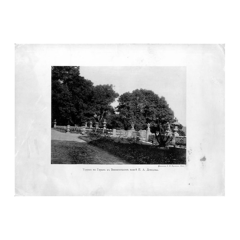 Wiśniowiec - Pałac P. A. Demidowa. Tarasy na rzekę Horyń / "Терраса на Горынь въ Вишневецкомъ замкѣ П. А. Демидова."