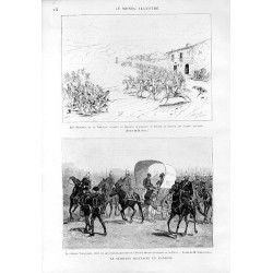 Le général Villacampa, après son arrestation, est ramené a Madrid per les cavaliers de la Reine. Dessin de M. Chelmonski / "LE G