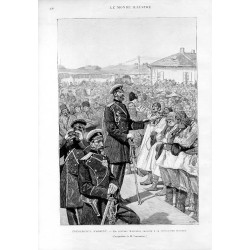 Événements d'Orient. Le général Kaulbars parlant a la population bulgare. Composition de M. Chelmonski / 
"ÉVÉNEMENTS D'ORIENT.