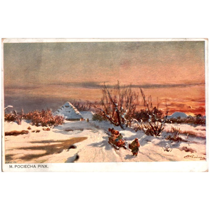 M. Pociecha pinx. / Pejzaż zimowy z sankami