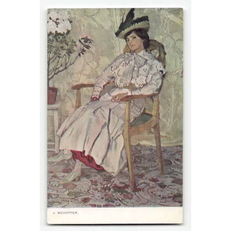 J. Mehoffer. [Portret żony (W laurowej sali)]