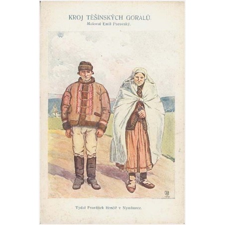 Kroj Tešinských Goralů. Maloval Emil Pacovský. [monogram wiązany] 1907