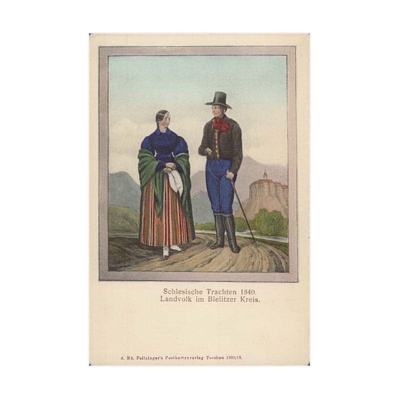 Schlesische Trachten 1840. Landvolk im Bielitzer Kreis