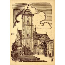 Rzeszów. Kościół parafialny 1944 r. oryginalny drzeworyt opr. Kiernas Bol. / "RZESZÓW KOŚCIÓŁ PARAFIALNY 1944.R. ORYG. DRZEWORYT