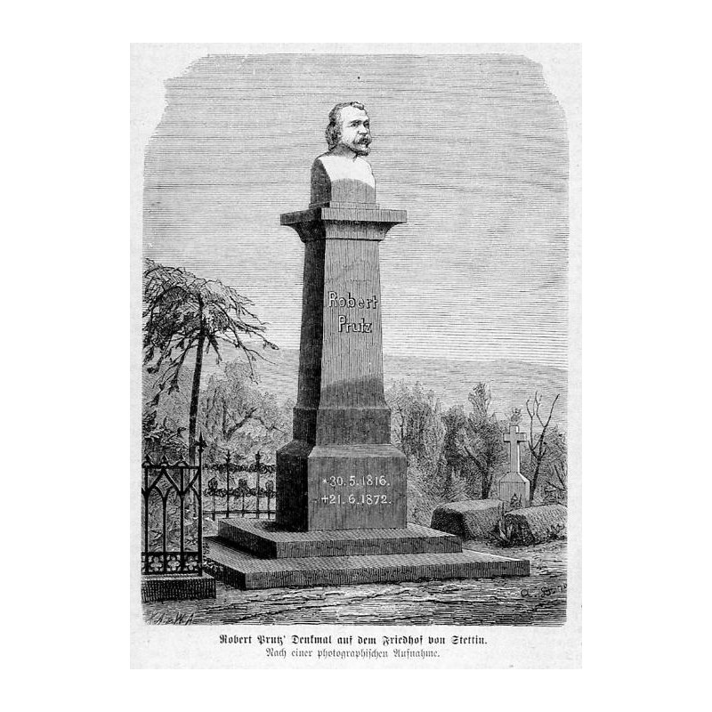 "Robert Prutz' Denkmal auf dem Friedhof von Stettin. Nach einer photographischen Aufnahme."