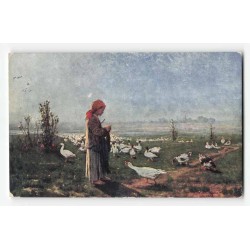 A. Kozakiewicz. Gęsiarka. La petite bergère avec ses oies