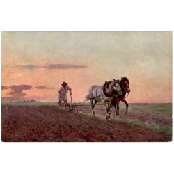 J. Pstrak: Orka, Ackern. Я. Пcтpaкъ: Ha пaшнѣ, Orání, Labourage.