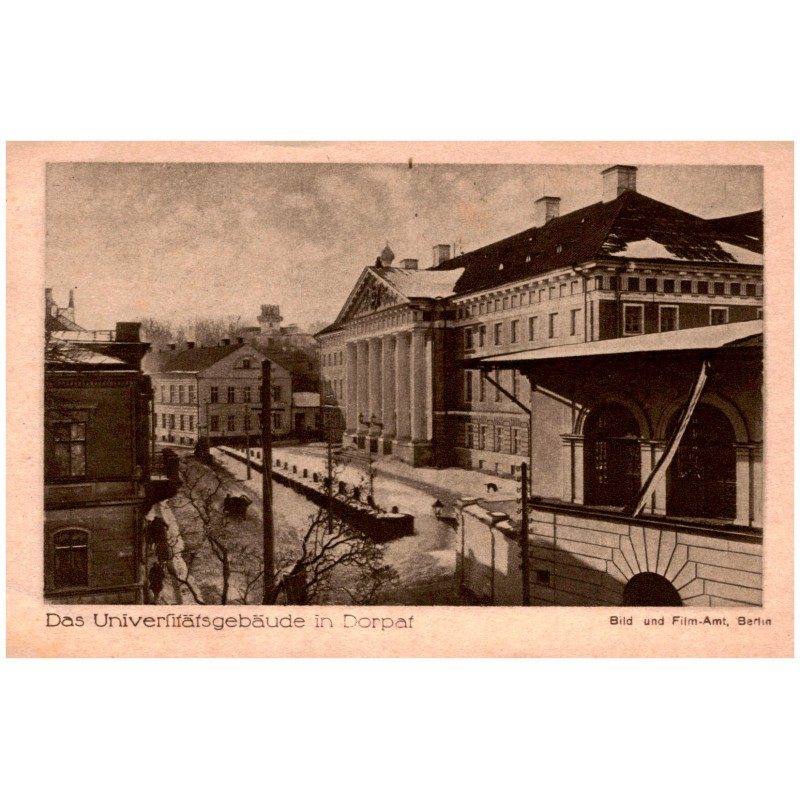 Das Universitätsgebäude in Dorpat / Rewers: Aus dem Rote Kreuz-Kalender 1919. Die Universität Dorpat wurde 1802 von Alexander I.