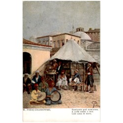W. Poraj-Chlebowski. Kawiarnia pod namiotem. A coffe under a tent. Café sons la tente.
