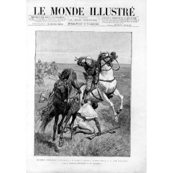 Colonies Françaises. Sénégal. Le combat du Lieutenant de Spahis Chauvet et du Damel Samba-Lawbé prés de Térouane. Composition de