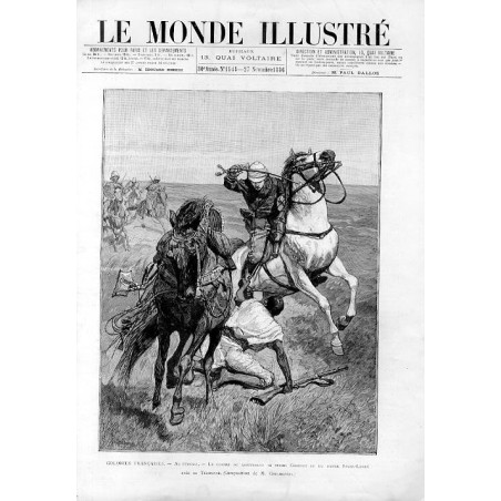 Colonies Françaises. Sénégal. Le combat du Lieutenant de Spahis Chauvet et du Damel Samba-Lawbé prés de Térouane. Composition de