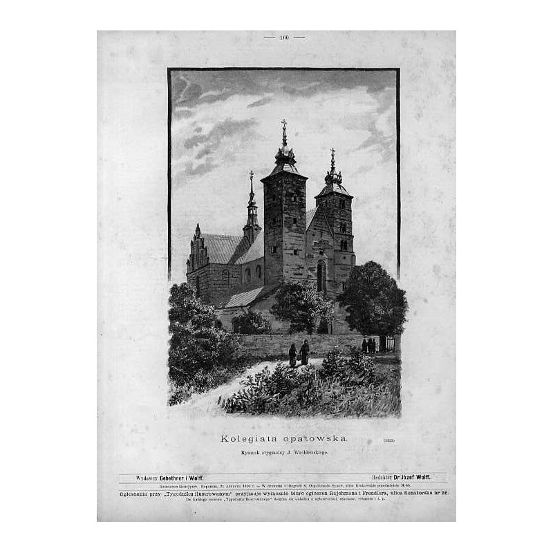 "Kolegiata opatowska. Rysunek oryginalny J. Wróblewskiego. (3323)"