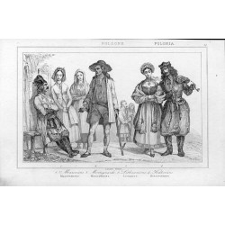 Typy polskie i litewskie / "POLOGNE. 54 1. Mazoviens, 2. Montagnards, 3. Lithuaniens, 4. Krakoviens. Mazovienses. Montaneses. Li