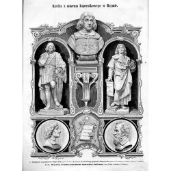 "Rzeźby z muzeum Kopernikowego w Rzymie. 1. Popiersie marmurowe, przez Wiktora Brodzkiego. 2. i 3. Posągi gipsowe Kopernika, prz